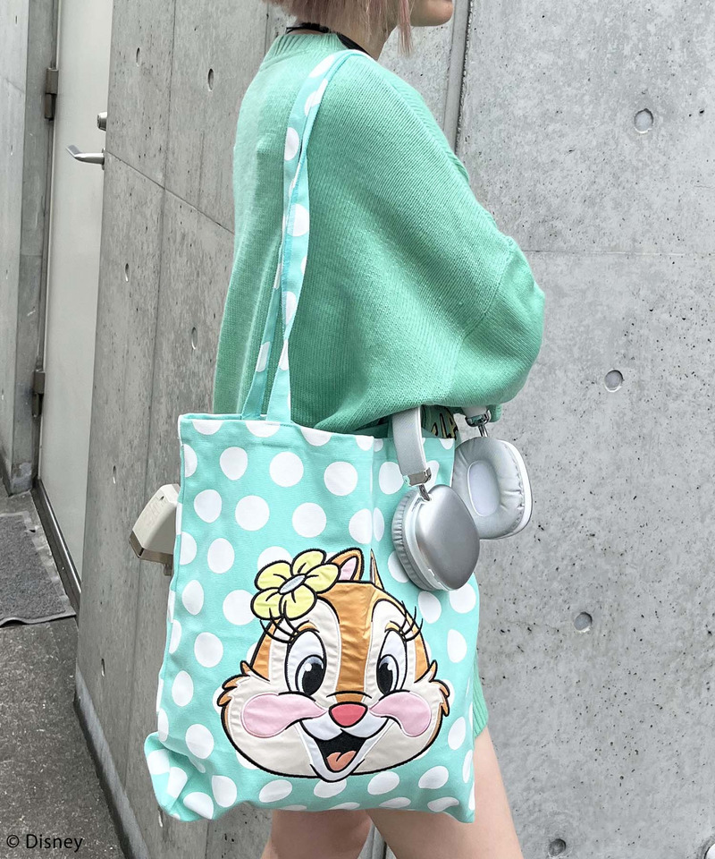 【Disney/ディズニー/クラリス】サテン刺しゅうトートバッグ 詳細画像 グリーン 4