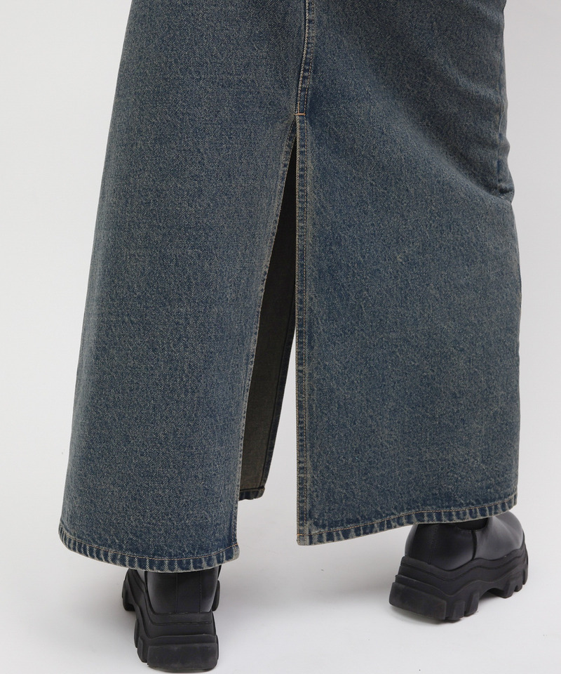 【MLB】ポケットロゴスリットデニムスカート 詳細画像 ブラックデニム 5