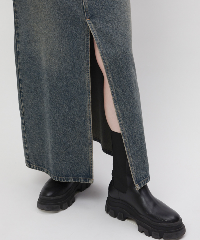 【MLB】ポケットロゴスリットデニムスカート 詳細画像 ブラックデニム 6