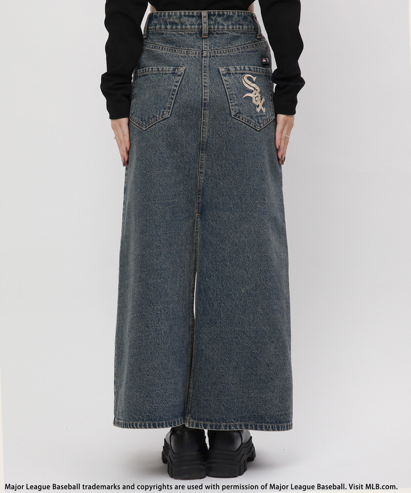 【MLB】ポケットロゴスリットデニムスカート 詳細画像 ブラックデニム 9