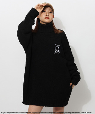 【MLB】ワッペン刺繍ロゴブークレニットワンピース