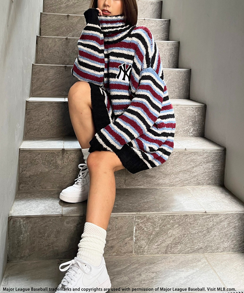 【MLB】ワッペン刺繍ロゴブークレニットワンピース 詳細画像 配色 12