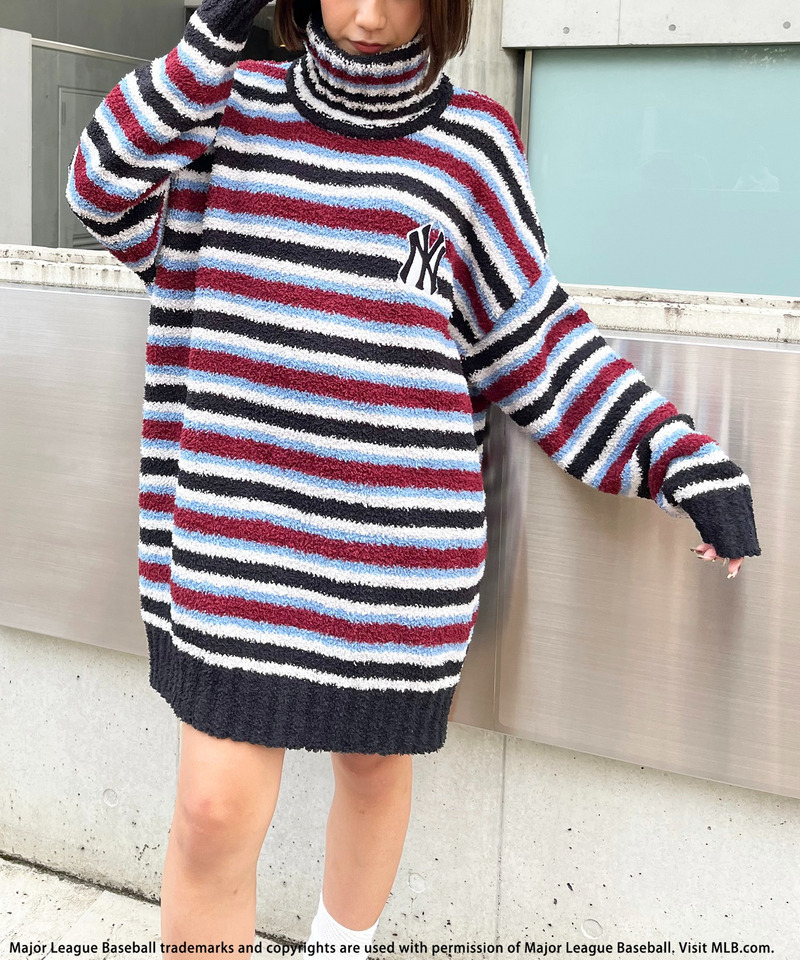 【MLB】ワッペン刺繍ロゴブークレニットワンピース 詳細画像 配色 13