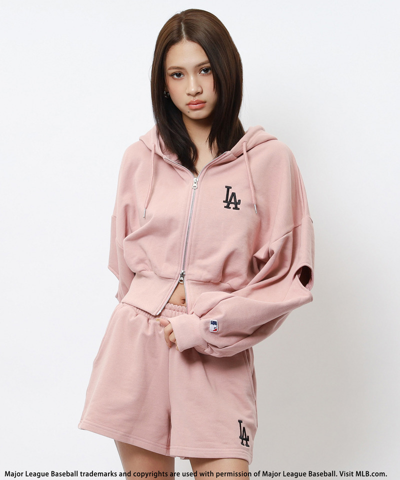 【MLB】ZIPロゴフーディーセットアップ 詳細画像 ピンク 2