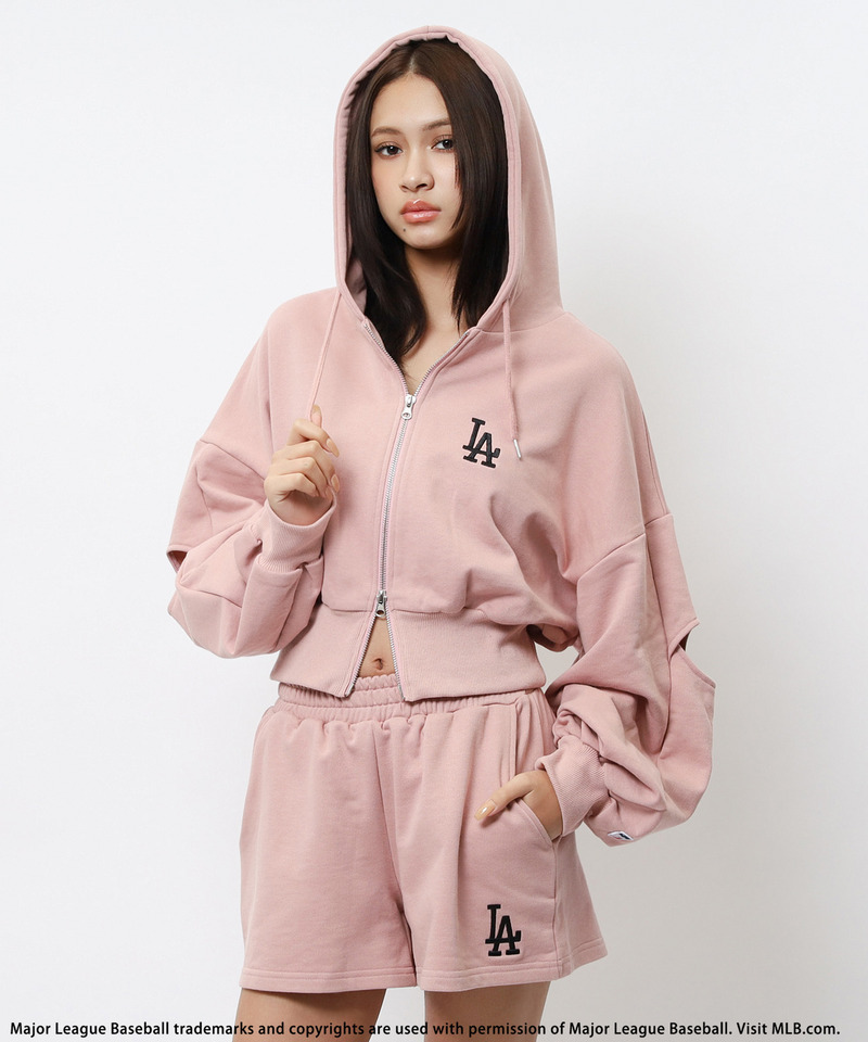 【MLB】ZIPロゴフーディーセットアップ 詳細画像 ピンク 4
