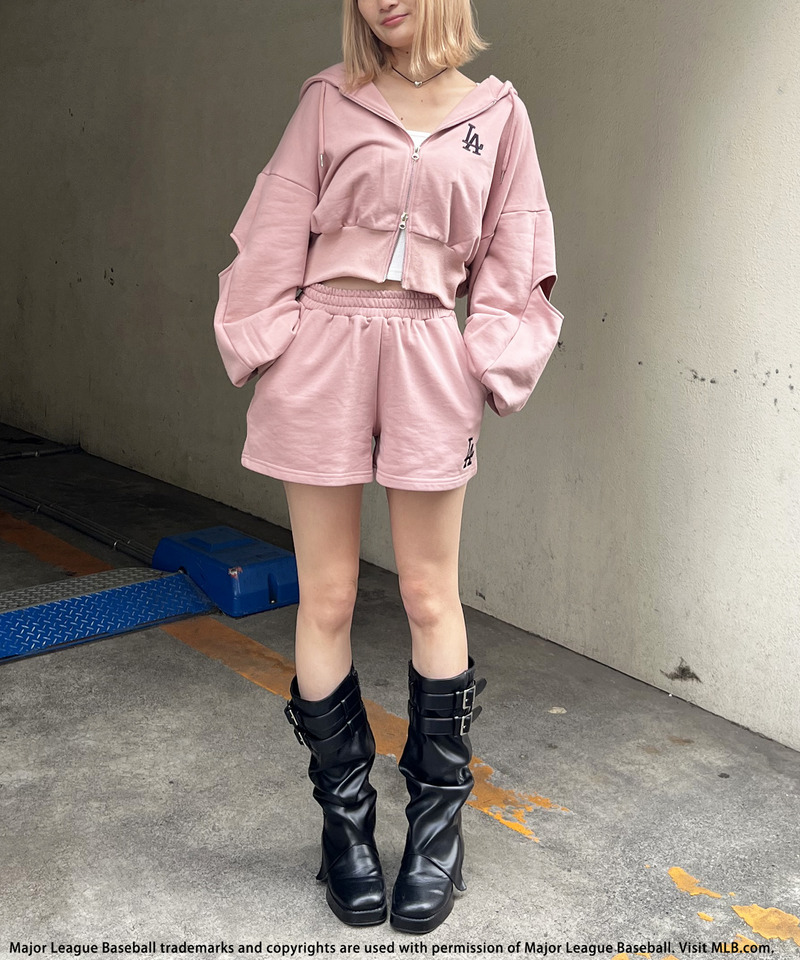 【MLB】ZIPロゴフーディーセットアップ 詳細画像 ピンク 8