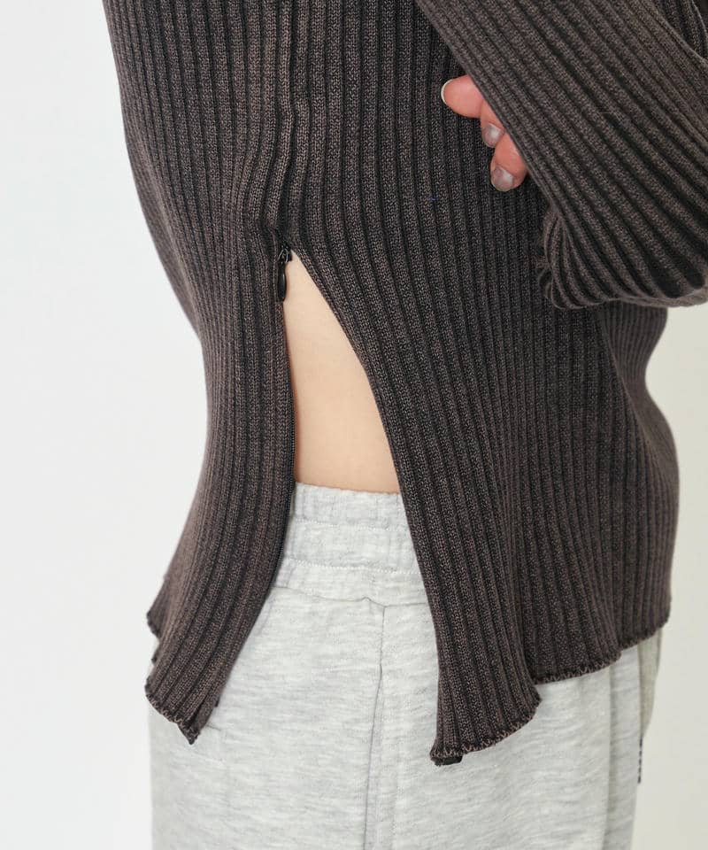 【MLB】サイドZIPピグメントリブニット 詳細画像 ブラック 15