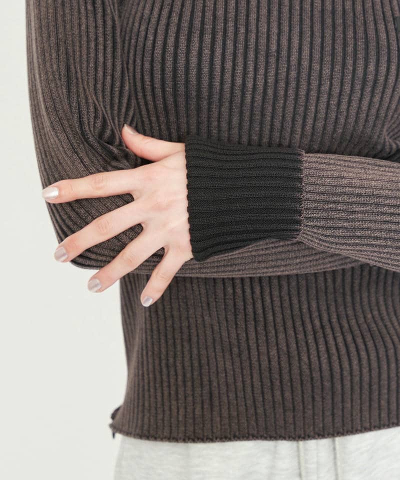 【MLB】サイドZIPピグメントリブニット 詳細画像 ブラック 16