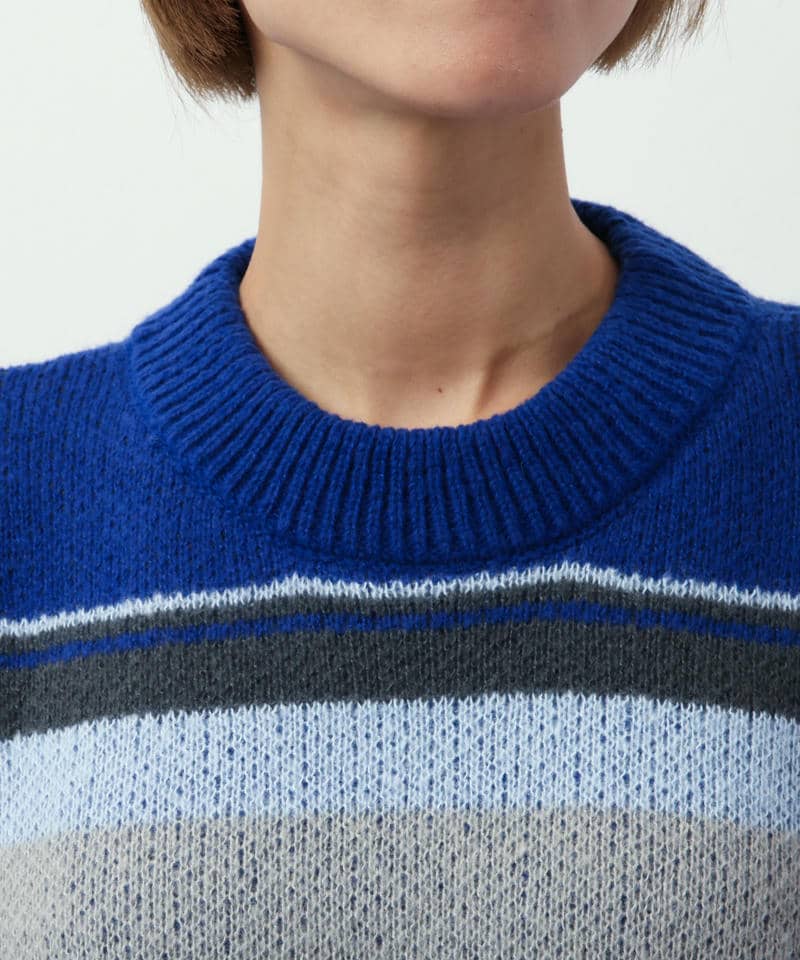 【MLB】マルチボーダージャガードニットワンピース 詳細画像 ブルー 13