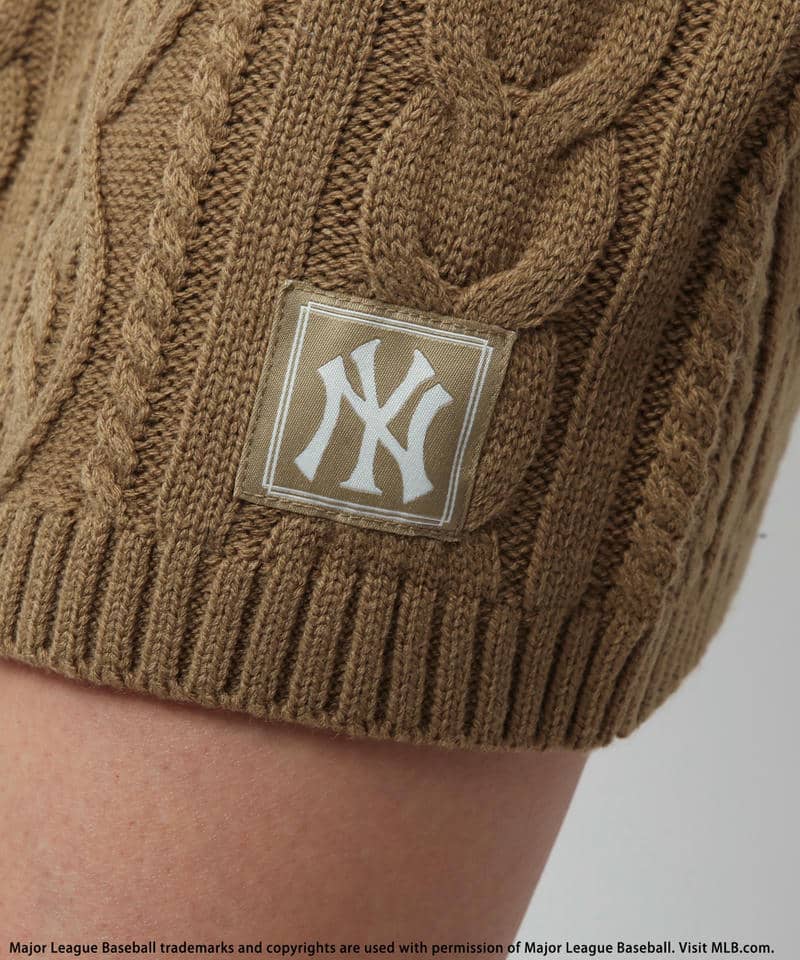 【MLB】ワッペン付ハイネックケーブルニットセットアップ 詳細画像 ベージュ 16