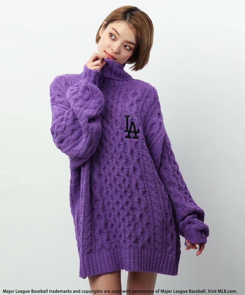 【MLB】ハイネックモールニットトップス 詳細画像 パープル 11