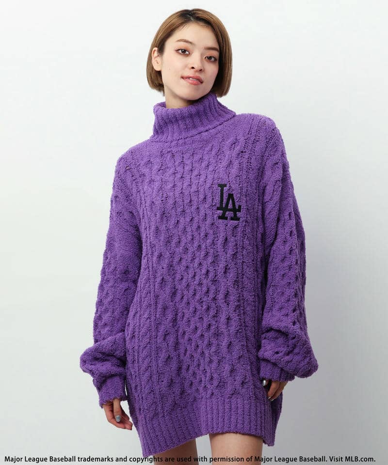 【MLB】ハイネックモールニットトップス 詳細画像 パープル 12