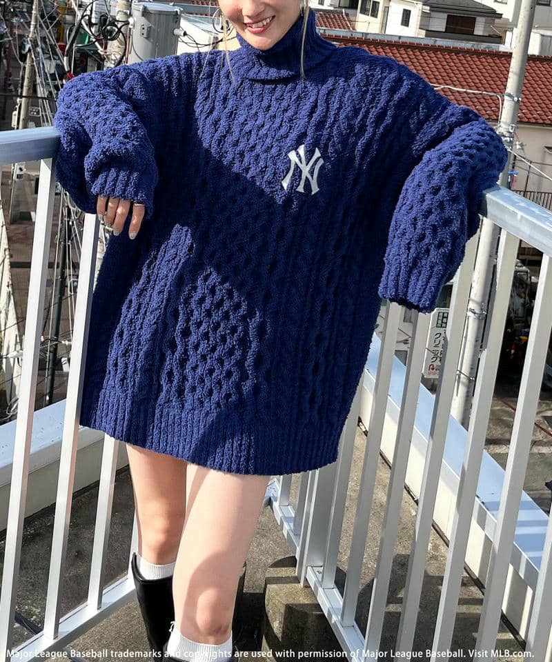 【MLB】ハイネックモールニットトップス 詳細画像 ネイビー 4