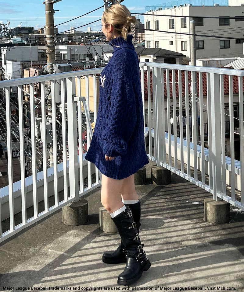 【MLB】ハイネックモールニットトップス 詳細画像 ネイビー 5