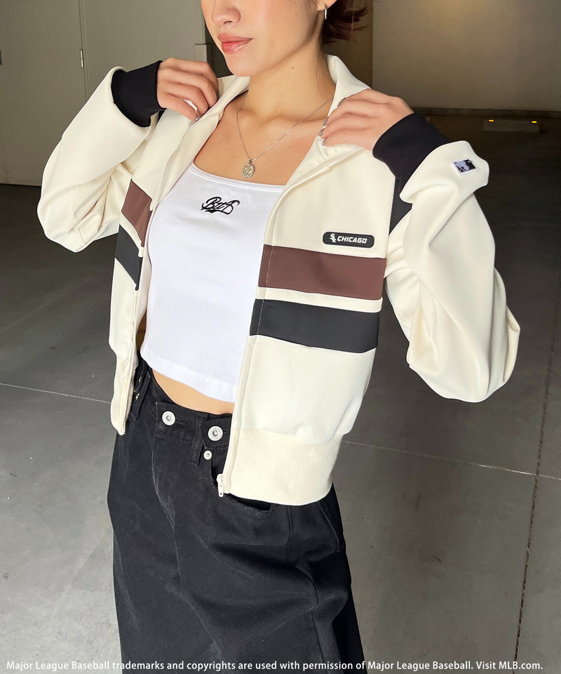 【MLB】シリコンワッペンロゴトラックジャケット 詳細画像 オフホワイト 8