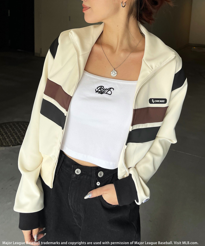 【MLB】シリコンワッペンロゴトラックジャケット 詳細画像 オフホワイト 9