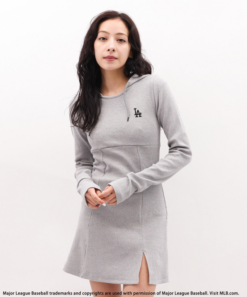 【MLB】刺しゅうロゴタイトリブフーディミニワンピース 詳細画像 グレー 2