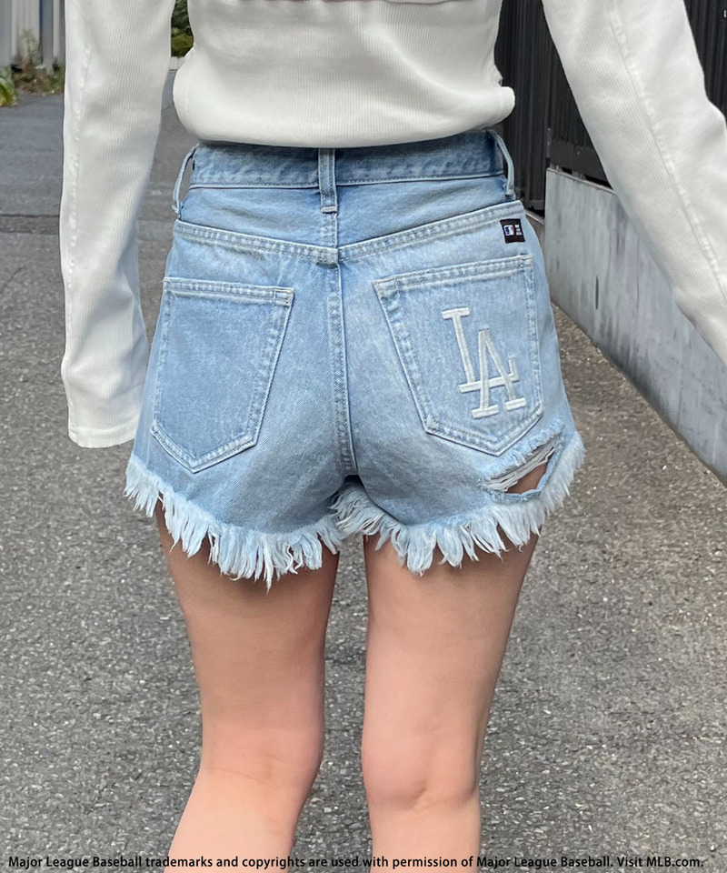 【MLB】ダメージデニムショートパンツ 詳細画像 ブリーチ 5