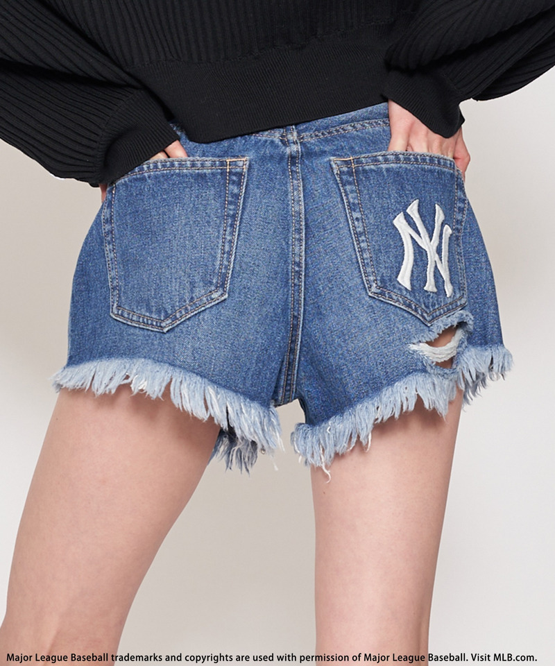 【MLB】ダメージデニムショートパンツ 詳細画像 デニムブルー 1