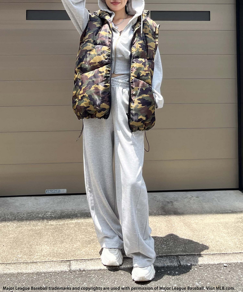 【MLB】刺しゅうロゴウエストカットバレルレッグスウェットパンツ 詳細画像 グレー 6