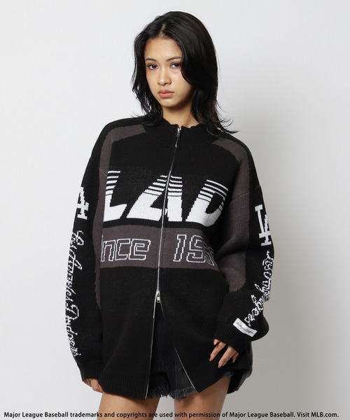 【MLB】ダブルZIPロゴニットカーデ 詳細画像