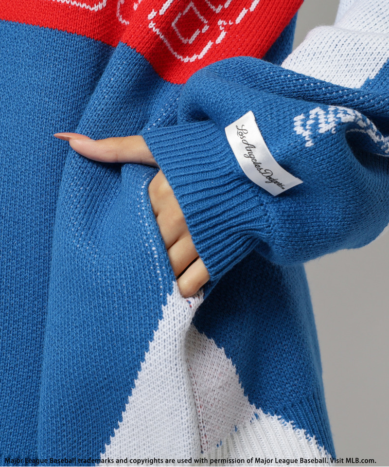 【MLB】ダブルZIPロゴニットカーデ 詳細画像 ブルー 12