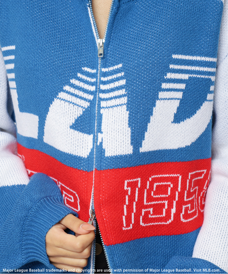 【MLB】ダブルZIPロゴニットカーデ 詳細画像 ブルー 13