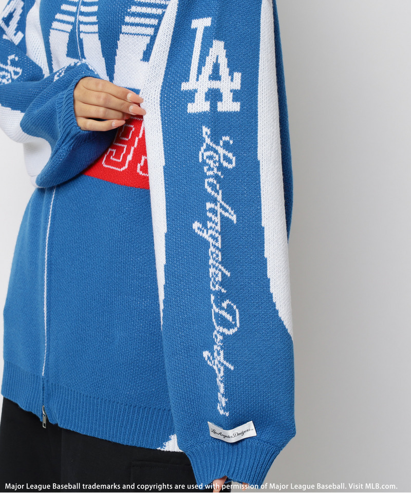 【MLB】ダブルZIPロゴニットカーデ 詳細画像 ブルー 16