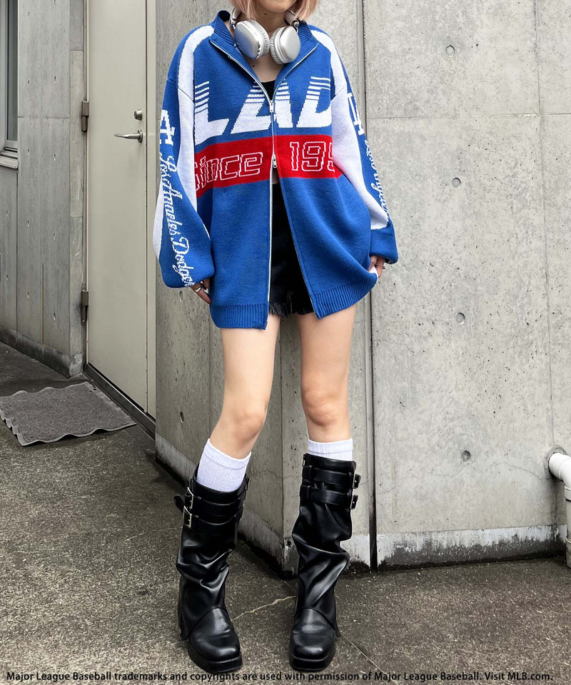 【MLB】ダブルZIPロゴニットカーデ 詳細画像 ブルー 17