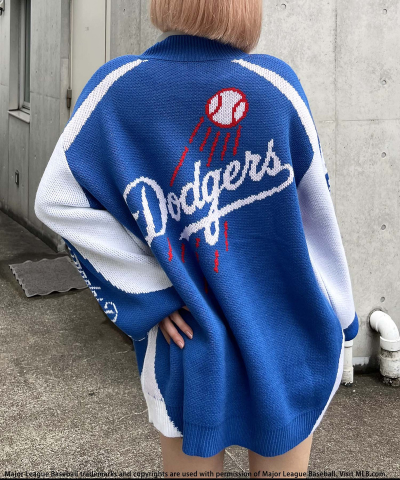 【MLB】ダブルZIPロゴニットカーデ 詳細画像 ブルー 19