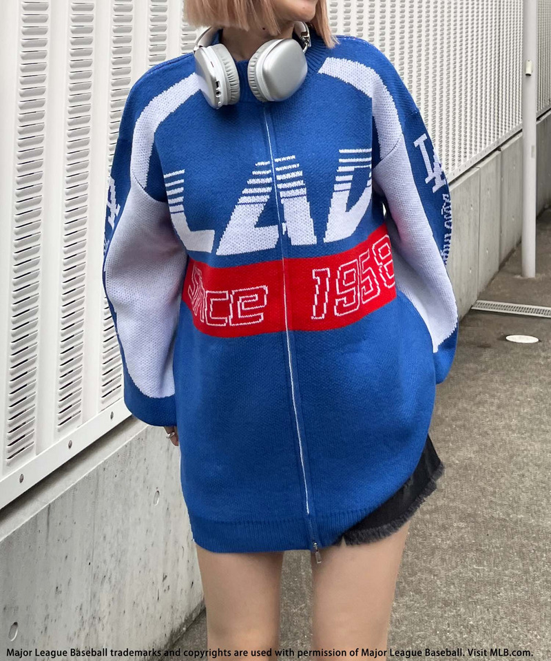 【MLB】ダブルZIPロゴニットカーデ 詳細画像 ブルー 20