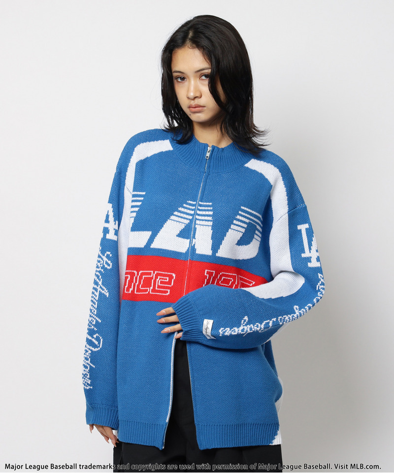 【MLB】ダブルZIPロゴニットカーデ 詳細画像 ブルー 6