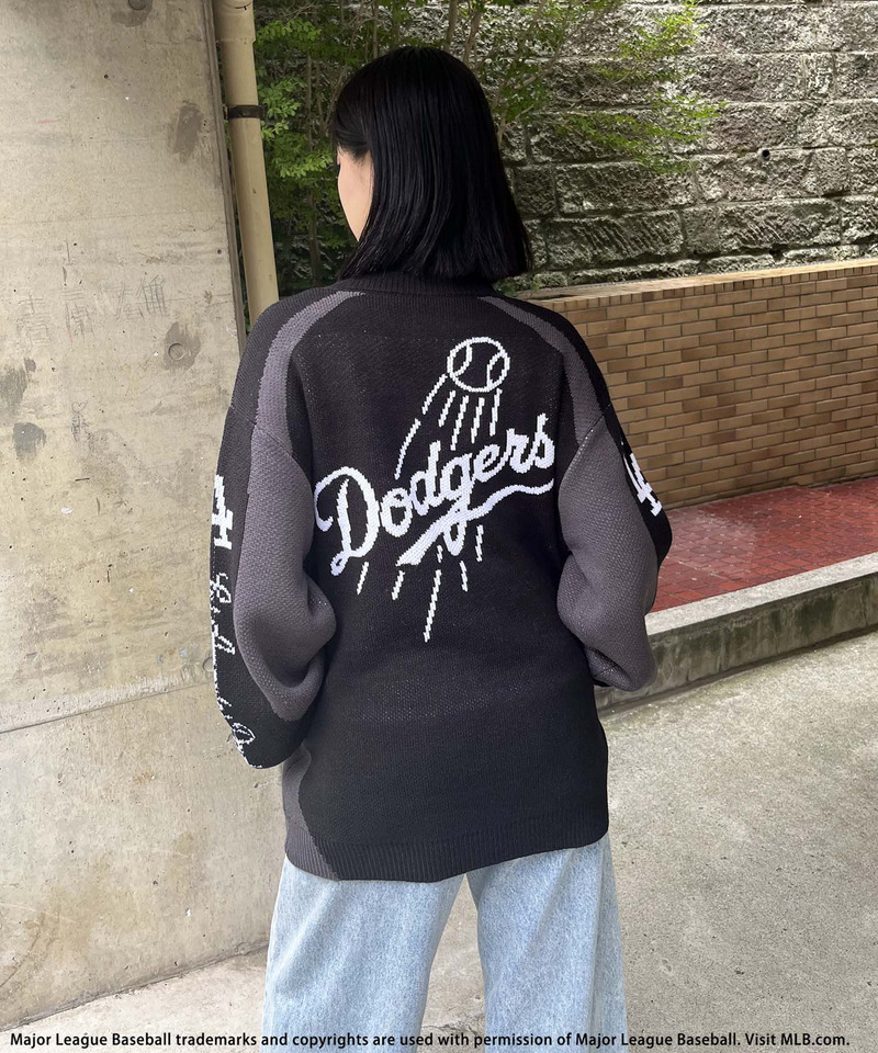 【MLB】ダブルZIPロゴニットカーデ 詳細画像 ブラック 5