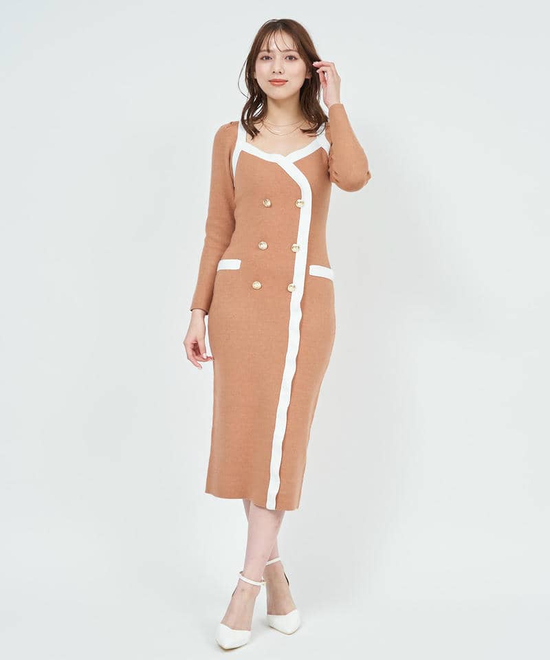 配色ドーリータイトワンピース 詳細画像 オレンジ 1