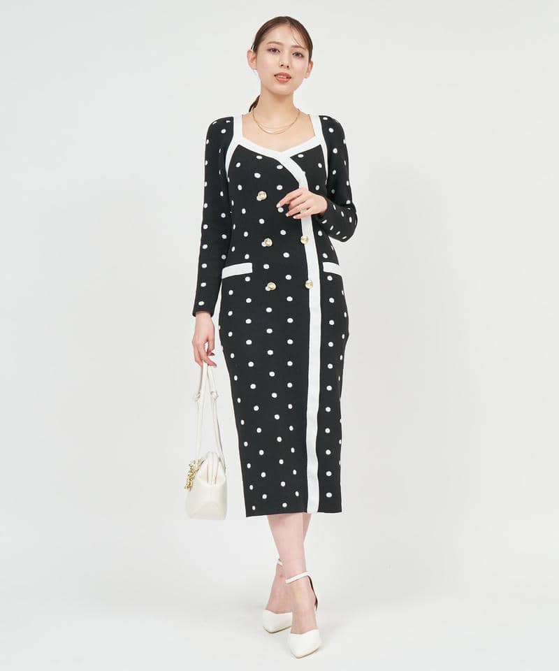 配色ドーリータイトワンピース 詳細画像 ブラック系 1