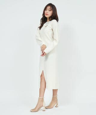 クロップドレイヤードニットワンピース