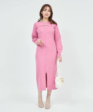 クロップドレイヤードニットワンピース