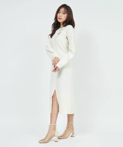 クロップドレイヤードニットワンピース 詳細画像