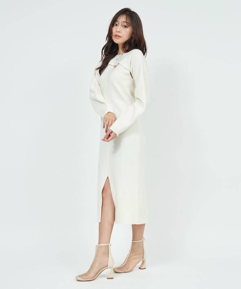 クロップドレイヤードニットワンピース 詳細画像 オフホワイト 1
