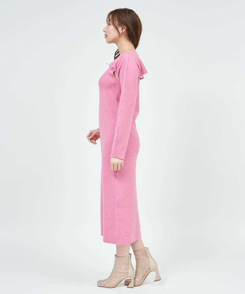 クロップドレイヤードニットワンピース 詳細画像 ピンク 2