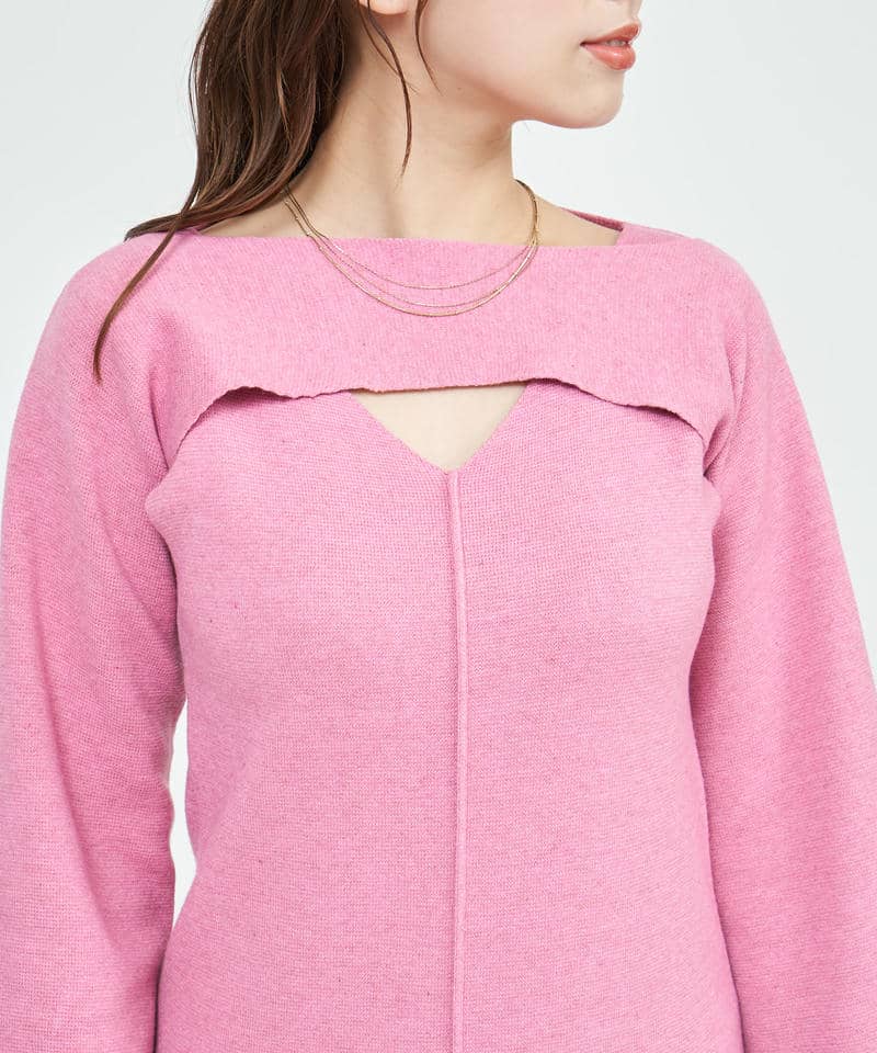 クロップドレイヤードニットワンピース 詳細画像 ピンク 4