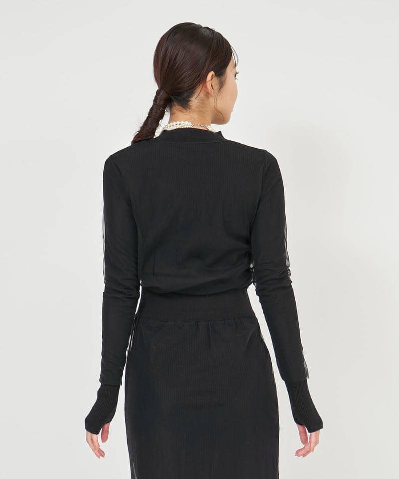 シアーレイヤードニットトップス 詳細画像 ブラック 3