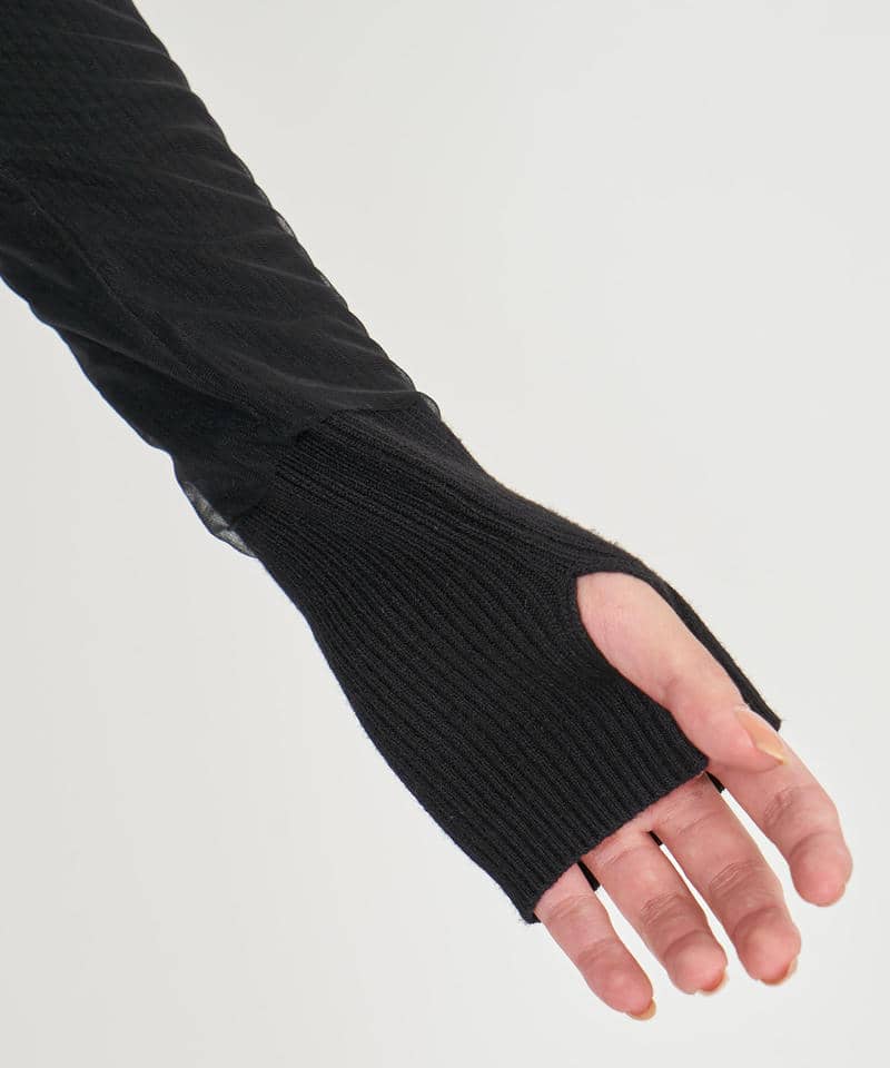 シアーレイヤードニットトップス 詳細画像 ブラック 5