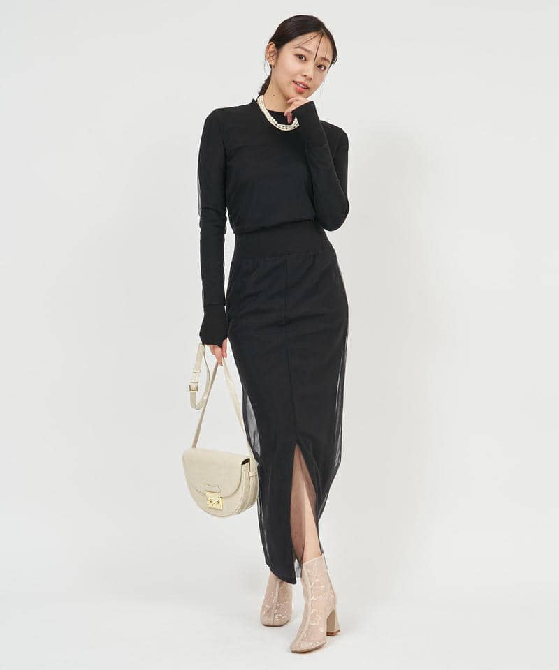 シアーレイヤードニットトップス 詳細画像 ブラック 6