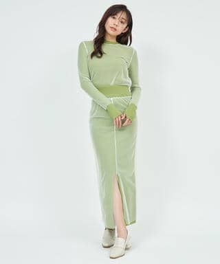 シアーレイヤードニットスカート