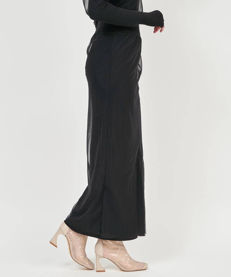 シアーレイヤードニットスカート 詳細画像 ブラック 2