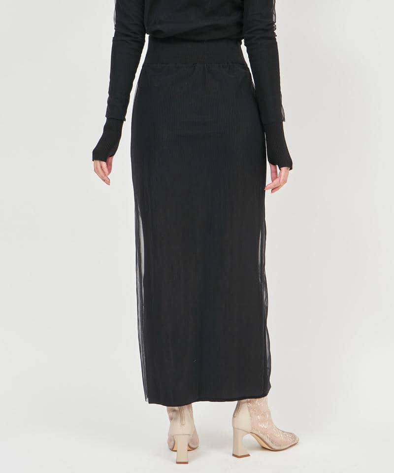 シアーレイヤードニットスカート 詳細画像 ブラック 3