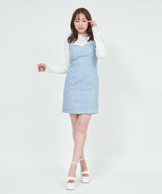 ホルターネックファンシーツイードワンピース