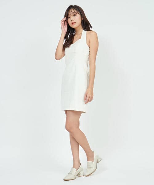 ホルターネックファンシーツイードワンピース 詳細画像