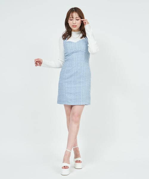 ホルターネックファンシーツイードワンピース 詳細画像